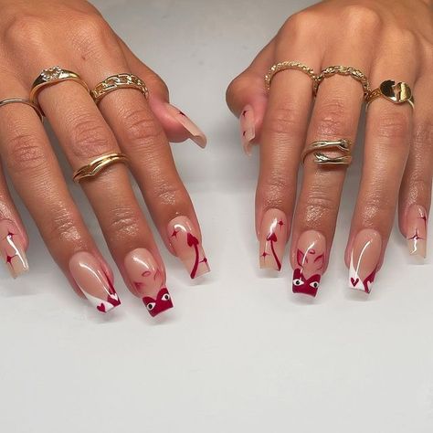 GELX NAILS on Instagram: "freestyle for her devil costume 💋❤️ #gelxnails #gelx #montclairnails #ienailtech #inlandempire #nailtech #nailinspo #nailart #instanails #naildesigns" Devil Nails, Devil Costume, Long Acrylic Nails, Nail Tech, Nail Inspo, Acrylic Nails, Manicure, Nail Designs, Nail Art