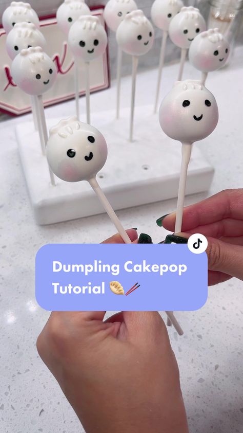 Dumpling Cake Pops, Dim Sum Party Decorations, Dumpling Party Decorations, Dumpling Decorations, Bao Bun Baby Shower Theme, Dumpling Birthday Theme, Our Little Dumpling Baby Shower Theme, Dumpling Cake Design, Dumpling Theme Baby Shower Ideas