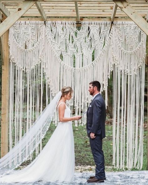 Fiber Art Family shared a photo on Instagram: “Wow! Gorgeous back drop from @lyndseymorgandesign ! Check out her profile for more 😍 . . . . . .…” • See 211 photos and videos on their profile. Macrame Wedding Decor, Brides Flowers Bouquet, Macrame Arch, Macrame Wedding Backdrop, Macrame Headboard, Macrame Backdrop, Macrame Wedding, Cat Wedding, Macrame Plant Hangers