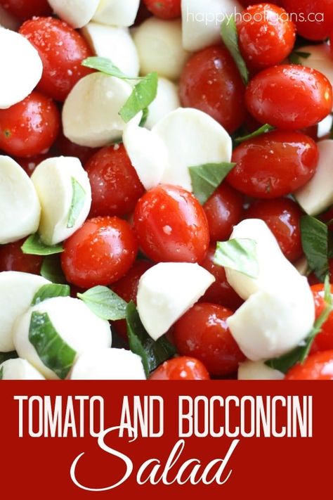 This easy tomato and bocconcini appetizer is just 5 ingredients and it's ready in 5 minutes. Perfect for summer BBQ's, potlucks and backyard entertaining. Bonus: It an be served as a salad or an appetizer! #HappyHooligans #Appetizers #Salads #EasyAppetizers #SummerEating #SUmmerAppetizers #BackyardBBQ #SideDishes #GardenFresh Bbq Birthday Party Ideas, Birthday Party Ideas Summer, Backyard Bbq Birthday Party, Party Ideas Summer, Bocconcini Salad, Bbq Birthday Party, Canada Day Party, Bbq Birthday, White Salad