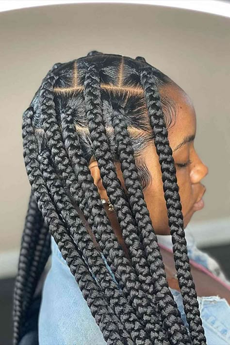 Large and Sleek Poetic Justice Box Braids Perm Long Hair, Spiral Perm Long Hair, Cornrows And Braids, Thick Box Braids, Box Braids Images, Hair Jelly, Hair Competition, Braiding Ideas, Braid Hairstyle Ideas