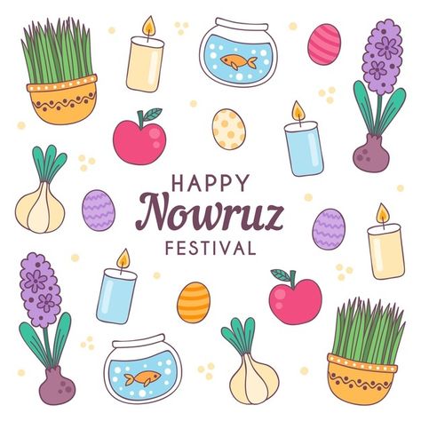 Haftsin Illustration, Norouz Illustration, Norouz Card, Nowruz Illustration, Norouz Ideas, Novruz Holiday, Norooz Card, Nowruz Crafts, Nowruz Card