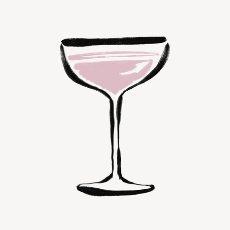 Coupe Glass Drawing, Champagne Coupe Illustration, Coupe Glass Illustration, Shampain Drink, Cocktail Glass Drawing, Champagne Glass Drawing, Cocktail Glass Illustration, Champagne Doodle, Champagne Glass Illustration