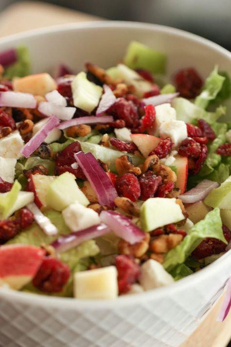 Winter Cranberry Apple Salad | Six Sisters' Stuff #snack #lunch #sidedish #salad #cranberry Fruit Salad Thanksgiving, Cranberry Fruit Salad, Cranberry Apple Salad, Salad Thanksgiving, Salad Types, Apple Cranberry Salad, Apple Salad Recipes, Romaine Salad, Cranberry Fruit