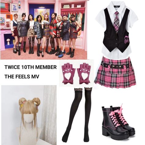 Twice Feels Outfits, The Feels Inspired Outfit Twice, Twice Shifting Outfits, Twice Inspired Outfits The Feels, Twice The Feels Outfits Inspired, Twice Tenth Member Outfit, Twice Mv Outfit, Twice 10 Member Outfits, Twice The Feels Outfits