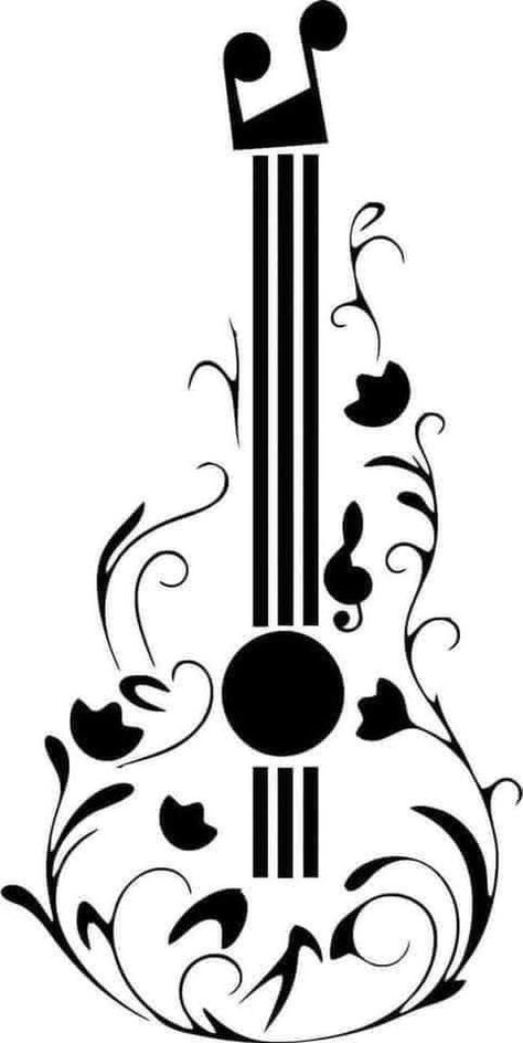 Guitar Outline, Guitar Svg, Guitar Tattoo Design, Guitar Drawing, Free Tattoo Designs, Guitar Tattoo, Music Tattoo Designs, Music Drawings, Silhouette Art