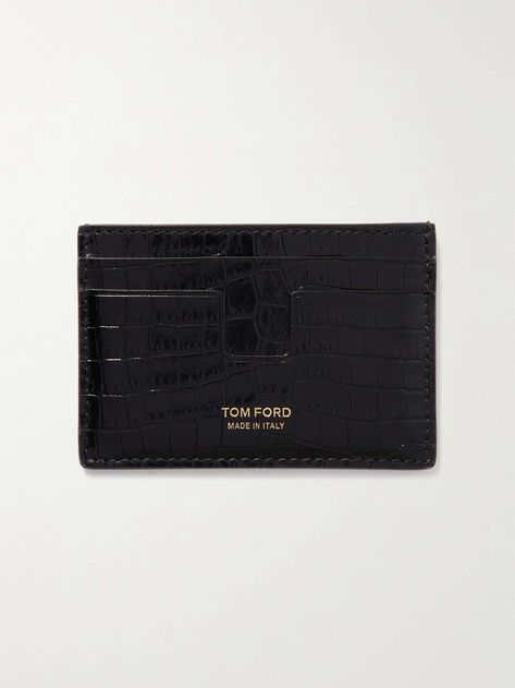 Shop TOM FORD Croc-Effect Leather Cardholder, Explore the latest in-season TOM FORD collection today on MR PORTER Tom Ford Card Holder, Cool Guy Gifts, Men Wishlist, Cardholder Aesthetic, Luxury Gifts For Him, Men Essentials, Tom Ford Collection, Tom Ford Leather, Mens Wallets