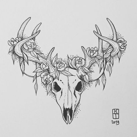 Deer Skull Tattoo, Tattoo Crane, Deer Skull Tattoos, Bull Skull Tattoos, Deer Tattoo, Tattoo Zeichnungen, Men Tattoos, Inspiration Tattoos, Deer Skull