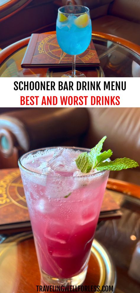 These are the best and worst drinks on Royal Caribbean's Schooner Bar drink menu. Here’s what you should and shouldn't order on your next cruise. #cruise #cruisehacks #royalcaribbean #traveltips #travelwell4less Royal Caribbean Cruise Mocktails, Royal Caribbean Drinks Cocktails, Royal Caribbean Drinks, Ruffino Prosecco, Royal Carribean Cruise, Caribbean Drinks, Royal Caribbean Cruise Ship, Specialty Coffee Drinks, Girly Drinks