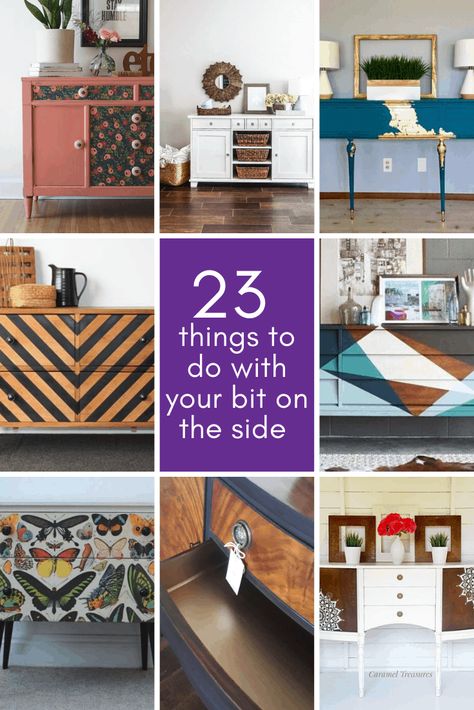 Sideboard Upcycle Ideas - 23 Things to Do with Your Bit on the Side - Upcycle My Stuff Painted Sideboard Ideas, Sideboard Makeover, Sideboard Upcycle, Diy Sideboard, Sideboard Shelf, Painted Sideboard, Vintage Buffet, Upcycling Projects, Upcycle Ideas