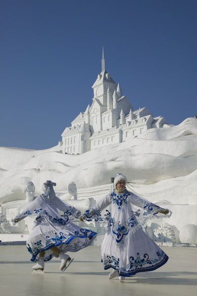 Ice Skating, Ice and Snow Festival in Harbin, China Harbin China, Snow Festival, Holy Mountain, The Holy Mountain, Ice Art, Snow Sculptures, Ice Castles, Snow Art, Festivals Around The World