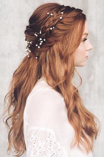 Boho Inspired Unique And Creative Wedding Hairstyles ★ creative unique wedding hairstyles half up half down with braids and white flowers hairandmakeupbysteph Hairstyles Creative, Unique Wedding Hairstyles, Hair Loop, Best Wedding Hairstyles, Long Red Hair, Wedding Hairstyles Half Up Half Down, Creative Hairstyles, Wedding Hairstyles For Long Hair, Boho Hairstyles