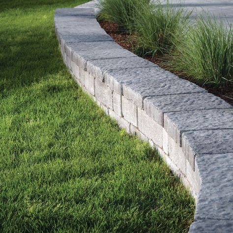 Modern Boundary Wall Design Front Yards, Retaining Wall Next To Driveway, Paver Retaining Wall Ideas, Garden Retaining Wall Ideas Landscaping, Front Garden Retaining Wall Ideas, Short Garden Wall, Paver Walls Ideas, Front Yard Wall Ideas, Simple Retaining Wall Ideas