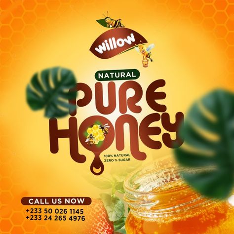 Honey Promotion Design, Honey Advertising Design, Honey Flyer Design, Honey Advertising Poster, Honey Sticker Design, Honey Creative Ads, Honey Poster Design, Honey Ads, Honey Poster