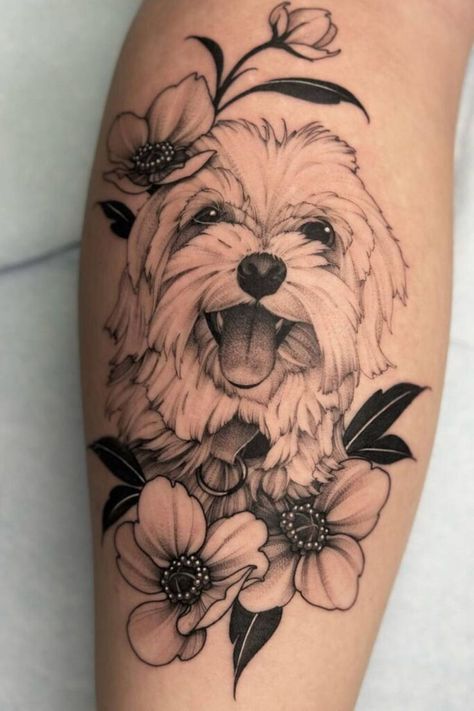 Maltese Dog Tattoo Ideas Maltese Outline, White Dog Tattoo, Dog Tattoo Ideas Memorial, Tattoo Ideas Memorial, Small Dog Tattoos, Dog Tattoo Ideas, Tattoos For Dog Lovers, Dog Memorial Tattoos, Dog Outline