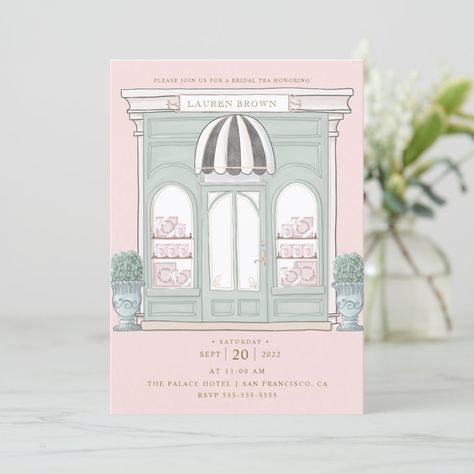 Paris Patisserie Bridal Tea | Shower Invitation Baby Shower Afternoon Tea, Paris Patisserie, Paris Invitations, Paris Bridal Shower, Tea Bridal Shower Invitations, Event Stationery, Paris Bistro, Parisian Theme, Bridal Tea