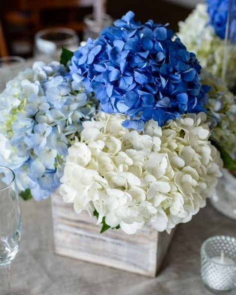 100 Country Rustic Wedding Centerpiece Ideas Blue Hydrangea Wedding, Hamptons Wedding, Hydrangea Centerpiece, Hydrangeas Wedding, Blue Themed Wedding, Rustic Wedding Centerpieces, בר מצווה, Wedding Tables, Mod Wedding