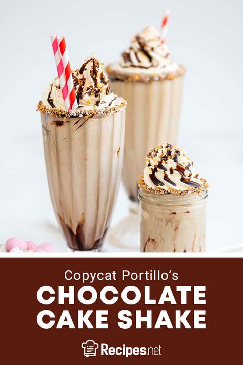 5 mins. · Serves 3 · This Copycat Portillo’s Chocolate Cake Shake recipe is every chocolate lover’s dream! It’s the ultimate chocolate shake when you're having sweet cravings. Homemade Chocolate Shake, Portillos Copycat Recipes, Cake Shake Recipe, Portillos Cake Shake, Best Chocolate Shake Recipe, Shake And Bake Copycat Recipe, Chocolate Shake Without Ice Cream, Portillos Chocolate Cake Shake, Cake Batter Shake