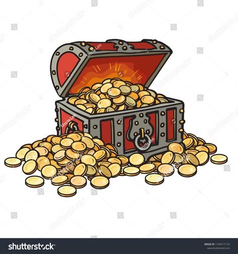 Old chest with gold coins. Piles of coins around. Cartoon style hand drawn vector illustration. Isolated on white background. Money finance wealth concept. #Ad , #ad, #style#Cartoon#drawn#hand Coin Illustration, Background Money, Money Attraction, Golden Coins, Gold Drawing, Pirate Treasure Chest, Tattoo Old School, Golden Coin, Old Chest