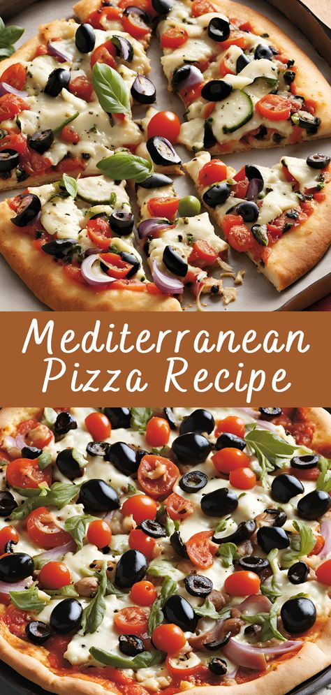 Mediterranean Pizza Recipe | Cheff Recipes Mediterranean Pizza Toppings, Mediterranean Diet Pizza Recipe, Mediterranean Pizza Recipe, Mediterranean Diet Pizza, Naan Recipes, Chilli Beef Recipe, Crispy Chilli Beef, Diet Pizza, Mediterranean Pizza