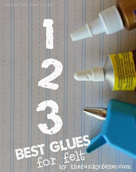 Three recommended glues for felt, white school glue, hot glue and industrial permanent glue. Easy Felt Crafts, Making Felt, Felt Glue, Felt Craft Projects, Best Glue, Felt Crafts Patterns, Felt Crafts Diy, Needle Felting Tutorials, Felt Sheets