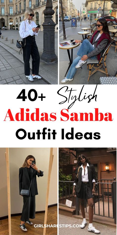 40+ Stylish Adidas Samba Outfit Ideas [2024] For Every Occasion Adidas Samba Black Outfit, Samba Aesthetic, Adidas Samba Outfit Women, Sambas Adidas Women Outfit, Adidas Samba Women, Samba Adidas Outfit, Samba Outfit Ideas, Samba Classic, Samba Sneakers