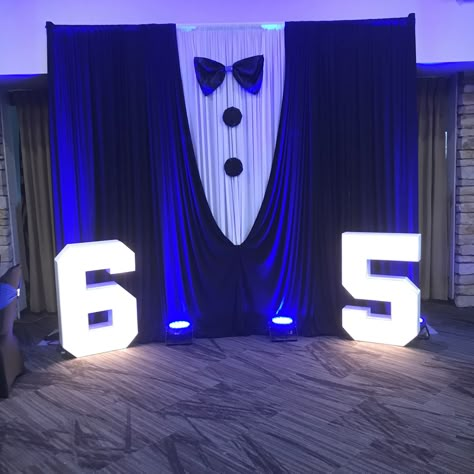 Tuxedo Backdrop, Men Birthday Party Theme, Boys Graduation Party, Diy Backdrop Stand, Geometric Wall Paint, Champagne Birthday, Birthday Decorations For Men, Mens Birthday Party, Diy Birthday Decorations