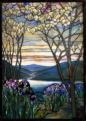 L'art Du Vitrail, Iris Art, Tiffany Art, Painted Glass Art, Tiffany Stained Glass, Glass Art Projects, Louis Comfort Tiffany, Bernard Shaw, Magnolia Trees