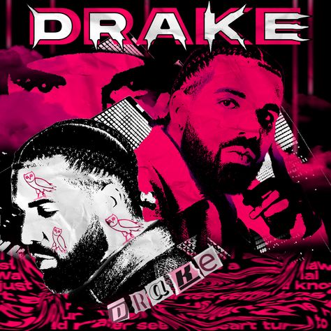 Pink Drake Poster, Drake Poster Vintage, Drake Poster, Graphic Deisgn, Pink Posters, Album Cover Art, Graphic Design Posters, Music Poster, Rappers