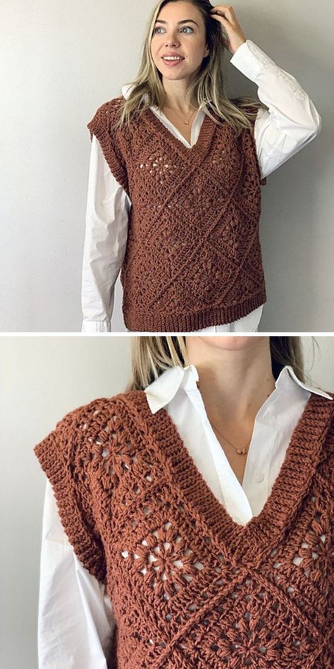 Diy Crochet Vest, Crochet Vest Patterns, Crochet Vest Outfit, Crochet Vest Pattern Free, Cardigan Tutorial, Vest Patterns, Simple Cardigan, Learn Crochet, Vest Pattern Free