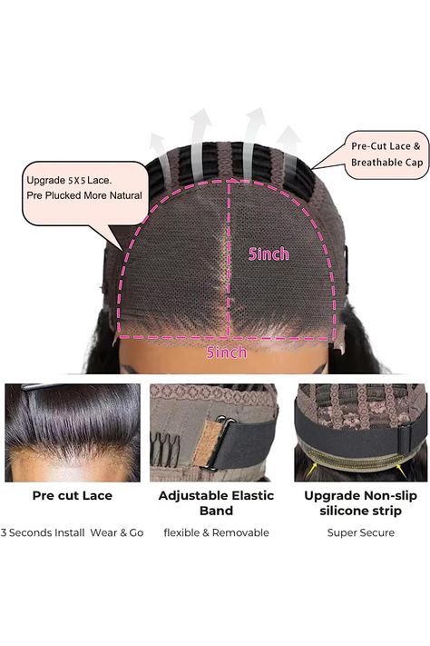 LRSICAL Wear and Go Glueless Wig Pre Cut Lace for Beginners Wigs Straight Lace Front Wigs Human Hair Upgraded No Glue 5x5 HD Lace Closure Wigs Human Hair Pre Plucked 180% Density 18 Inch¡­ Wig With Closure, 5x5 Closure Wig, Wigs Straight, Closure Wigs, Lace Front Wigs Human Hair, Glueless Wig, Wigs Human Hair, Straight Lace Front Wigs, Lace Closure Wig