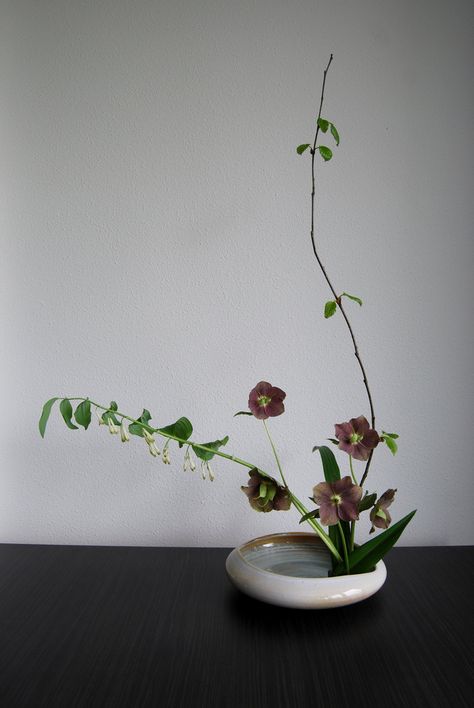 Ikabena Flower Arrangement, Ikebana Pottery, Ikebana Arrangement, Arreglos Ikebana, Ikebana Sogetsu, Sogetsu Ikebana, White Flower Arrangements, Ikebana Arrangements, Ikebana Flower Arrangement