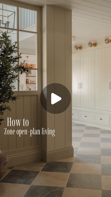 Jojo Barr on Instagram: "Funk no.3 ~ Help with zoning! How to separate an open plan living / dining room.

Each room in an open plan space wants to have its own identity, whilst remaining cohesive. 

* First off, really think about what you want to do with the rooms and how you want to live in them. 

* Adding a simple internal glazed screen will add privacy and create a separate porch and living area.

* Built in bookcases to either side of the mantle will create a focal point giving the living room a purpose of practicality.

* Adding an embrasure around the opening between the rooms will not only add architectural interest, but will create a very clear divide between the spaces. This will also allow you to have different colours on the walls in each room, should you wish!

* The layout Open Plan Living Dining Room, Built In Bookcases, Open Plan Living And Dining, Living Room Divider, The Mantle, Open Plan Living Room, Wall Opening, Built In Bookcase, Living Dining