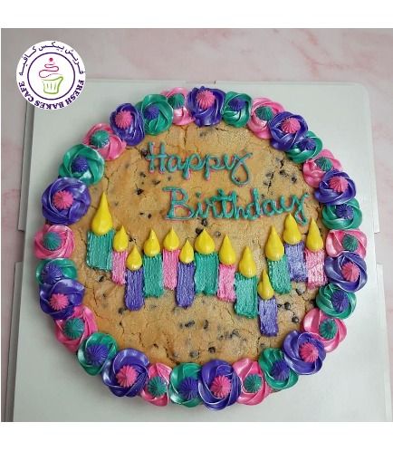 FreshBakes | Decorative Cookie Cakes Mini Cookie Cake Designs, Birthday Cookie Cake Ideas, Cookie Cake Decorations Birthday, Cute Cookie Cake Designs Birthday, Cookie Cake Birthday Designs Boy, Simple Cookie Cake Designs, Birthday Cookie Cake Designs, 8 Inch Cookie Cake, Cute Cookie Cake Designs