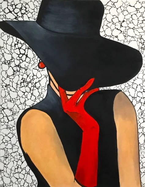 Lady In A Hat Painting, Women In Hats Paintings, African Women Art Drawing, Woman With Hat Painting, Lady Art, Fashion Artwork, African Art Paintings, Pop Art Painting, Diy Canvas Art Painting