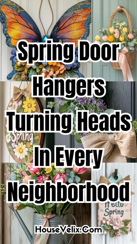 A warm and cheerful entryway starts with the perfect seasonal decoration. Spring door hangers offer a playful way to celebrate the season while adding a unique touch to your front door. Choose from floral arrangements, wooden accents, or colorful ribbons to bring your personality to life. If you want something truly creative, mix in small accessories like birdhouses or pastel lettering to stand out. These door hangers go beyond simple decor; they’re conversation starters that will make everyone in the neighborhood stop and admire your entryway. Diy Spring Door Hangers, Spring Door Hanger Ideas, Spring Door Hangers, Door Plaques, Floral Baskets, Front Door Design, Spring Door, Accent Doors, Welcome Spring