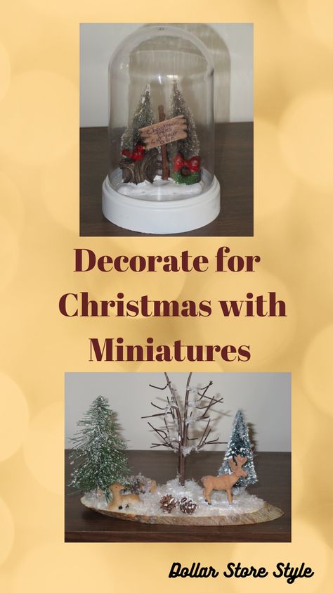 Use miniatures to decorate for Christmas. Christmas Miniatures Scene Diy, Christmas Miniatures Diy, Miniature Christmas Scenes, Christmas Miniatures Scene, Crafts 2024, Christmas Diorama, Decorate For Christmas, Inexpensive Christmas, Faux Snow