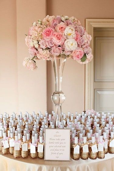 23 gorgeous and unusual place card and name ideas | You & Your Wedding - You and Your Wedding Wedding Flower Table Decorations, Wedding Table Pink, Vintage Wedding Centerpieces, Gift Table Wedding, Wedding Bottle Opener Favors, Wedding Table Flowers, Wedding Gifts For Guests, Wedding Table Decorations, Wedding Favors For Guests