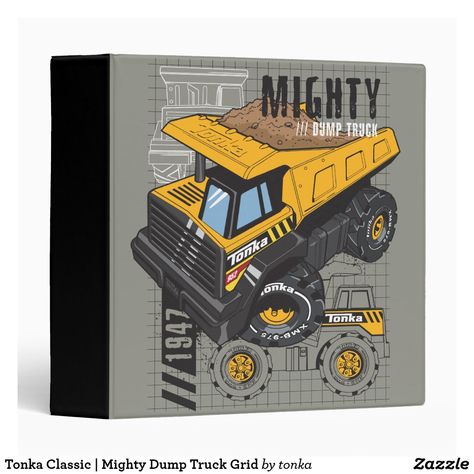 Tonka Classic | Mighty Dump Truck Grid 3 Ring Binder Grid Poster, Tonka Trucks, Tonka Truck, Custom Binders, Toy Brand, Make Your Own Poster, Dump Truck, Wall Graphics, Ring Binder