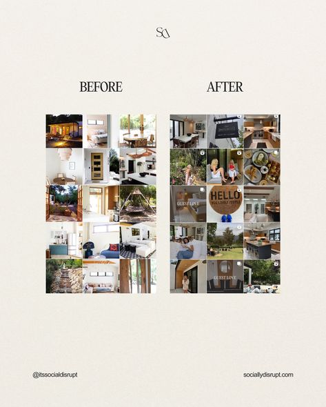 BEFORE AND AFTER: Transforming our @airbnb client’s instagram feed!⁠ ⁠ Listen... Your online presence is the digital front door to your brand, and first impressions can truly make all the difference. When guests are scrolling, your feed is likely their first encounter with your space, setting the tone for what they can expect. Our mission is to ensure that first glance speaks volumes, capturing the essence of your unique experience and converting curious browsers into loyal guests.⁠ ⁠ Swipe t... Airbnb Instagram Feed, Airbnb Branding, Instagram Feed Layout, First Encounter, Instagram Feed Ideas, Photo Idea, First Impressions, Online Presence, Instagram Template