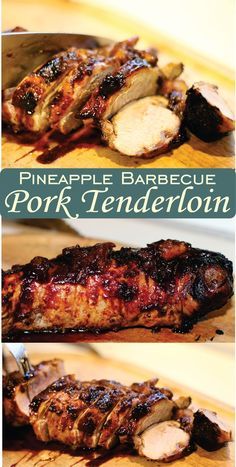 Quick, easy and delicious, this recipe combines your favorite barbecue sauce and crushed pineapple, or pineapple chunks finely diced, in ... Barbecue Pork Tenderloin, Grilled Pork Tenderloin Recipes, Pork Loin Roast Recipes, Pork Entrees, Pork Chop Recipes Baked, Pork Loin Recipes, Pork Dinner, Barbecue Pork, Tenderloin Recipes