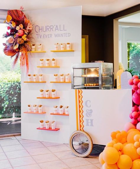 Gourmeletas Dessert Carts on Instagram: "CHURR’ALL I’V EVER WANTED! . . . Happy New Year!!! One of ur faves from 2021. This Churro wall by @stylesofmh @_prophaus_ paired with our Churro Cart was a very special touch for @claudia.dawon Bridal Shower. 📷: @wanderingfreephoto We are looking forward to many more beautiful events in 2022. . . . #gourmeletas #catering #churrocart #churrocartlosangeles #churro #churros #dessertcatering #icecreamcart #foodcart #losangeles" Churro Cart, Catering Desserts, Ice Cream Cart, Year One, Food Cart, Fun Desserts, Looking Forward, Happy New, Happy New Year