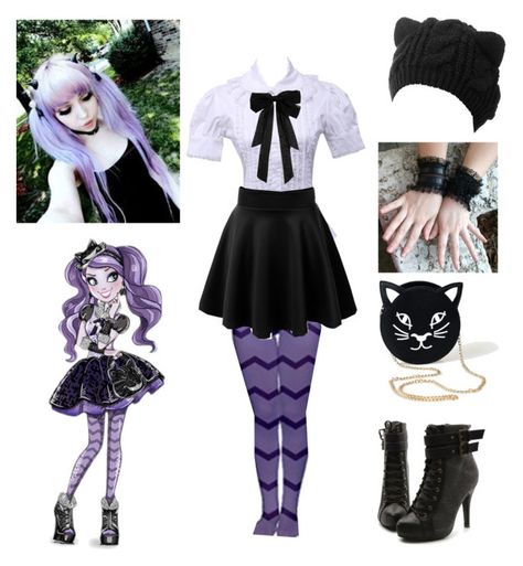 "Kitty Cheshire cosplay - Ever After High" by shadow-cheshire ❤ liked on Polyvore featuring Ollio, women's clothing, women, female, woman, misses and juniors Bad Girl Clothes, Emo Outfits For Girls, Kitty Cheshire, Kitty Outfit, Descendants Oc, Cute Emo Outfits, Character Inspired Outfits, Pastel Goth Fashion, Alt Outfits