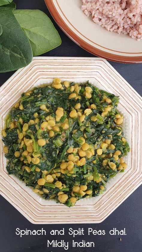 Dhal Recipe, Split Peas, Red Chili Flakes, Split Pea, Spinach Recipes, Steamed Rice, Vegan Options, Pressure Cooking, Easy Vegan