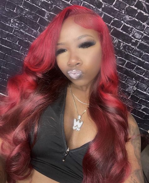 Red Quickweave Hairstyles, Red Weave Hairstyles, Red Hairstyles, Frontal Wig Hairstyles, Lace Fronts, Quick Natural Hair Styles, Quick Weave Hairstyles, Dyed Hair Inspiration, Pretty Hair Color