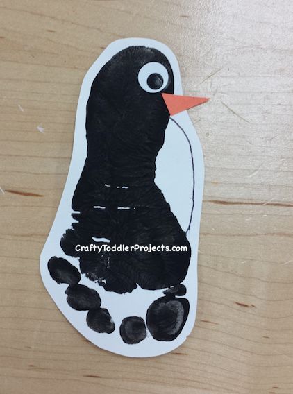 Hand Print Penguin, Infant Art Projects Winter, Artic Animal Toddler Crafts, Penguin Craft Toddler Art Projects, Winter Animal Footprint Art, Crafts For January For Toddlers, Winter Animals Infant Art, January Art Projects For Infants, Winter Crafts Toddlers Art Projects