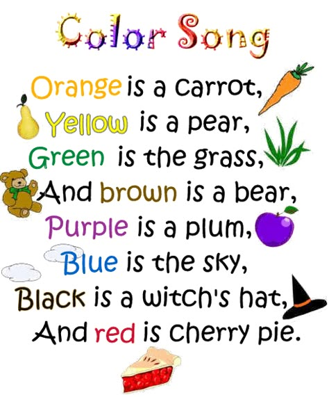 Would be cute for kinder....just need to figure out a tune... English Diary, Preschool Poems, Summer Plan, Circle Time Songs, Kindergarten Songs, Classroom Songs, Songs For Toddlers, Color Songs, Preschool Circle Time