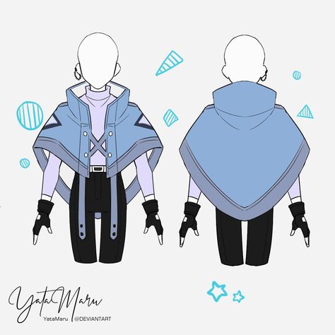 Space Outfit Character Design, Capes Drawing Reference, How To Draw Poncho, Character Accessories Design Reference, Character Accessories Drawing, Fantasy Villain Outfit Male, Hooded Superhero Design, Magic Cloak Art, High Tech Clothing