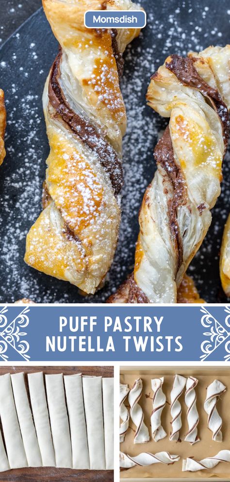 Nutella Twists, Puff Pastry Nutella, Nutella Puff Pastry, Easy Puff Pastry Recipe, Puff Pastry Recipes Dessert, Pastries Recipes Dessert, Puff Pastry Desserts, Easy Puff Pastry, Chocolate Hazelnut Spread