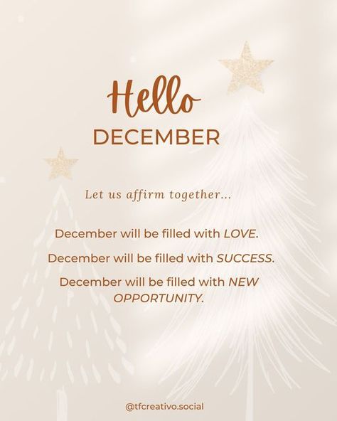 𝗧𝗵𝗲𝗿𝘆✨ | Social Media Manager / IG Coach on Instagram: "Hello December, be the best one.. 🙏😌 • • • • • • • #decemberquote #affirmationoftheday #decembertoremember #december2022 #december1st #lastmonthoftheyear #decembermood #instadecember #decemberwish" December Messages, 1st December Quotes, Happy December 1st Quotes, December 1 Quotes, December 1st Quotes, Hello December Quotes, Welcome To December, December Wishes, First Day Of December